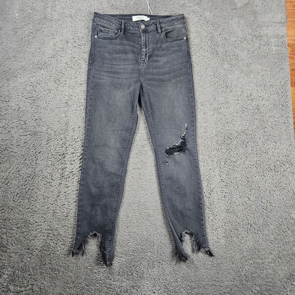 Hidden Los Angeles Size 31 Distressed Frayed Hem Ankle Skinny Jeans‎ Gray Wash